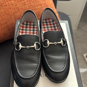 Black Loafers Slip-Ons with Smooth Leather and Horse-Bit Design